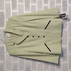 Albert Nipon Women's 100% Wool Lime DK Charcoal Button Down Blazer Size 14